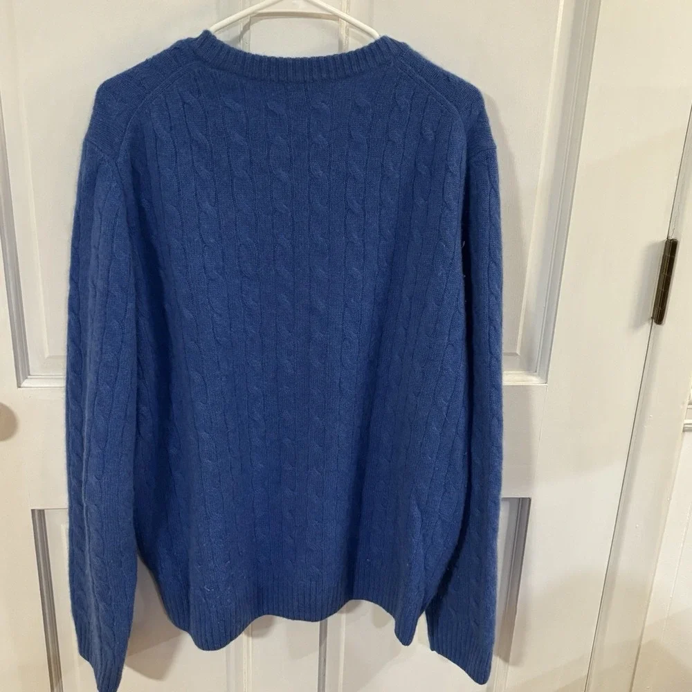 Allen Solly Cable‎ Knit 100% 2-ply cashmere XL Baby Blue